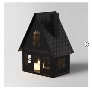 9" Lit Metal House Christmas Village Building - Wondershop Black